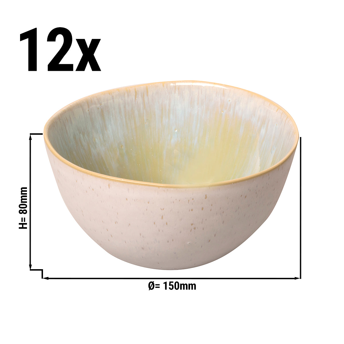 (12 stk.) Palmer Bowl - 80 cl - Ø 15 cm - Hvid