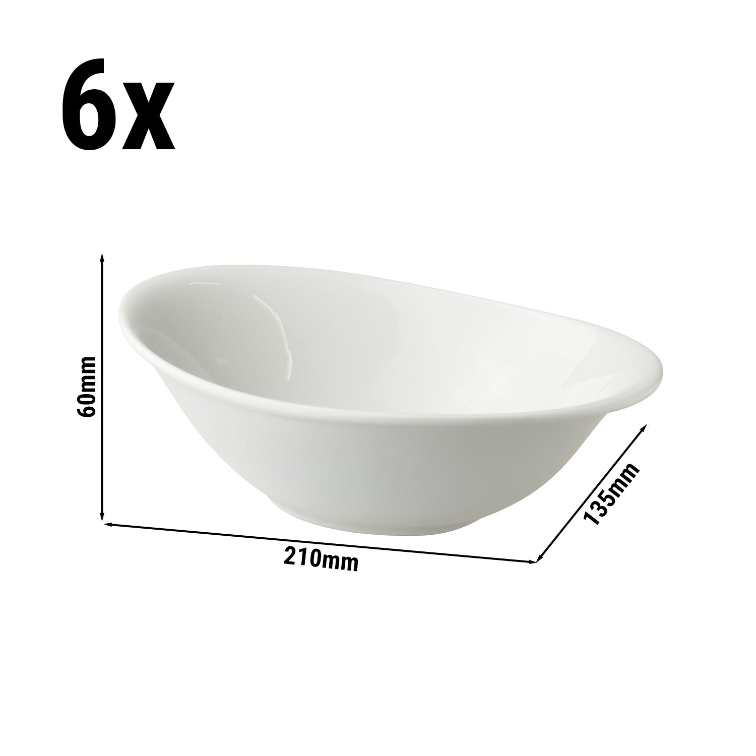 (6 stk.) WHITE DELIGHT - Skål - 210x135mm - 450ml - Hvid