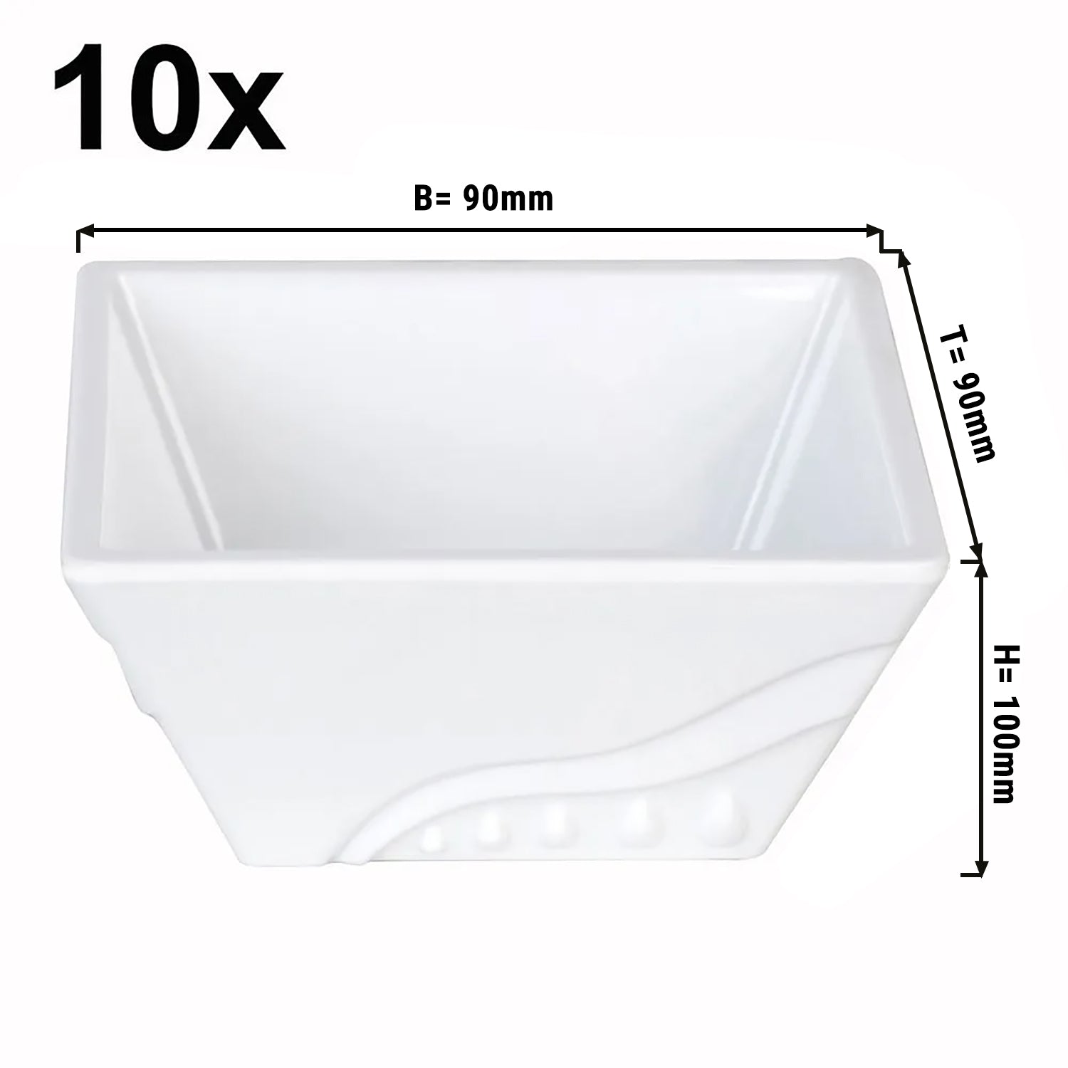 (10 stk) Melamin skål til kagestativ / buffestativ - 9 x 9 cm