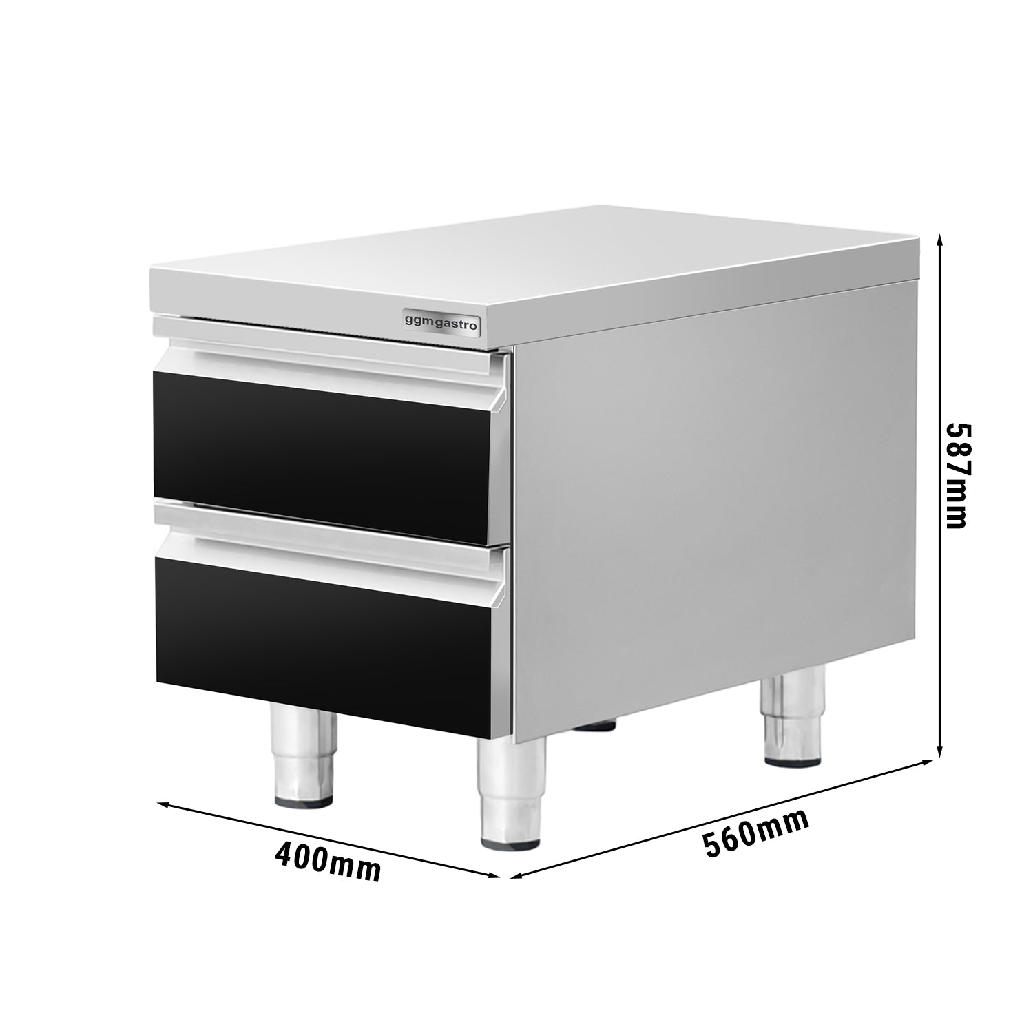 Skuffeskab - Sort-Titanium - 400x560mm - 2 skuffer