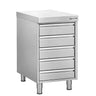 Skuffeskab i rustfrit stål - med 5 skuffer - 500x700x870 mm