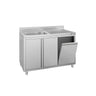Vaskeskab ECO - rustfrit stål - 1200x700 mm - med affaldsbeholder - med 1 vask i venstre side