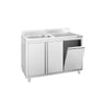 Vaskeskab ECO - rustfrit stål - 1200x700 mm - med affaldsbeholder - med 1 vask i venstre side