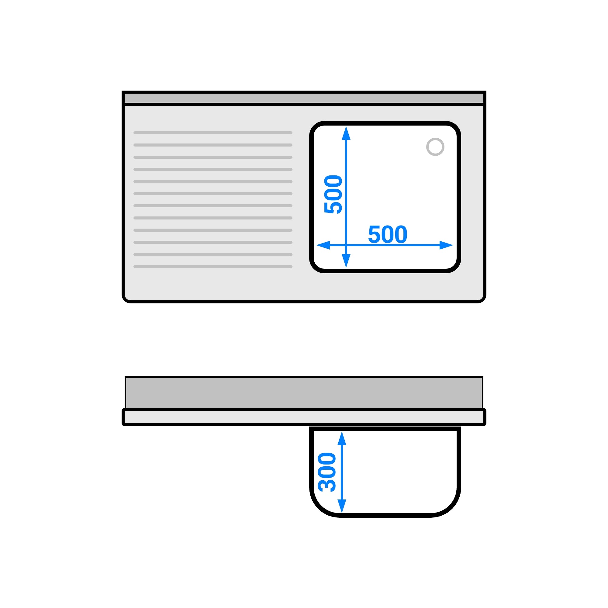 Vaskeskab med 3 skuffer - 1,2m - 1 vask til højre - L 50 x B 50 cm