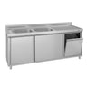 Vaskeskab ECO - 2000x600 mm - med affaldsbeholder - med 2 vaske i venstre side