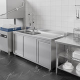 Vaskeskab med skraldespand - 1.8m - 2 vaske til venstre - med bagkant og dobbelte døre