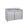 Køkkenvask stål - med underskab - PREMIUM - ECO - 1400x600 mm - med 2 håndvaske i midten