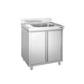Køkkenvask stål - med underskab - PREMIUM - 0,8m - 1 vask L 40 x B 40 x D 25 cm