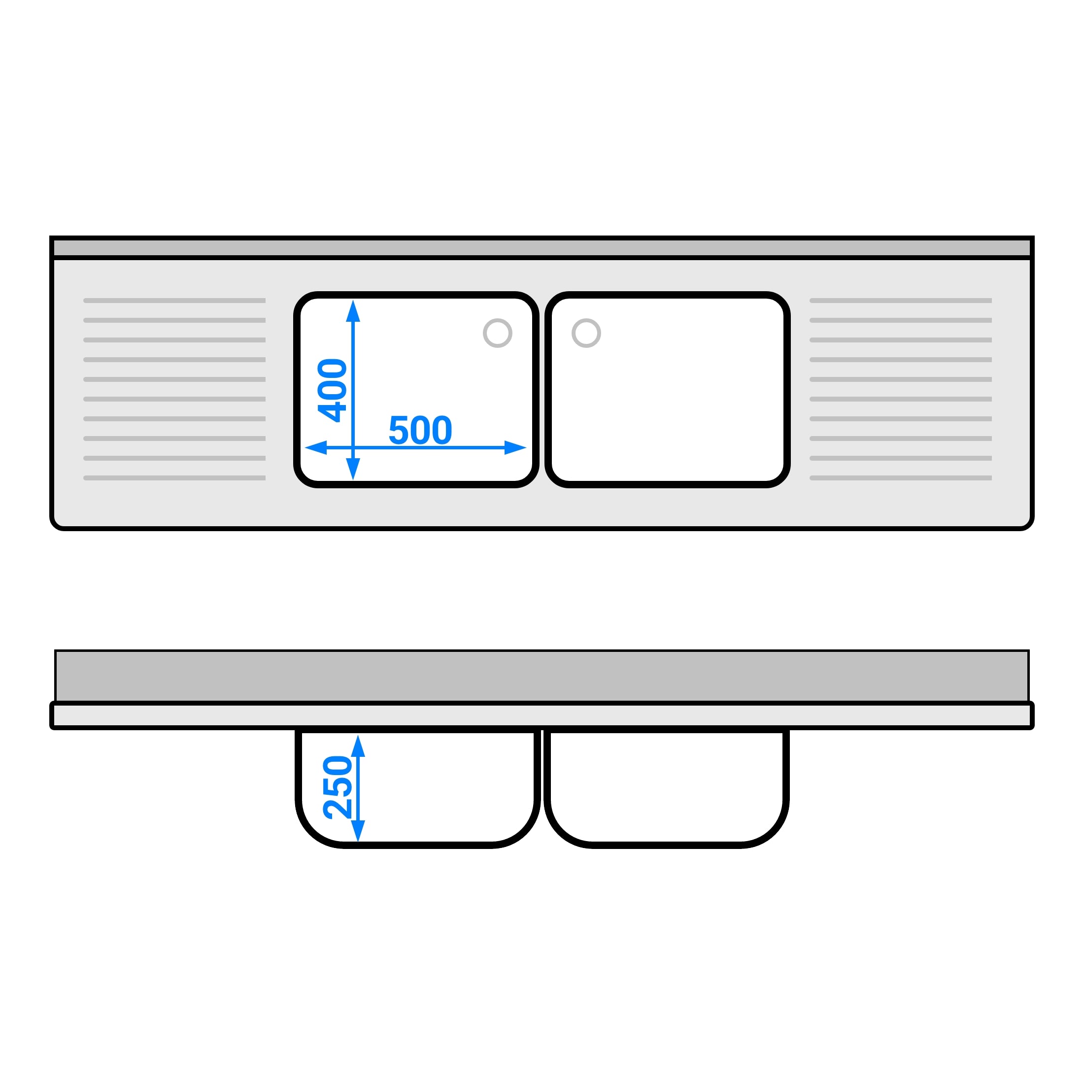 SkylleArbejdsskab 2,0 m - 2 kar i midten L 50 x B 40 x T 25 cm