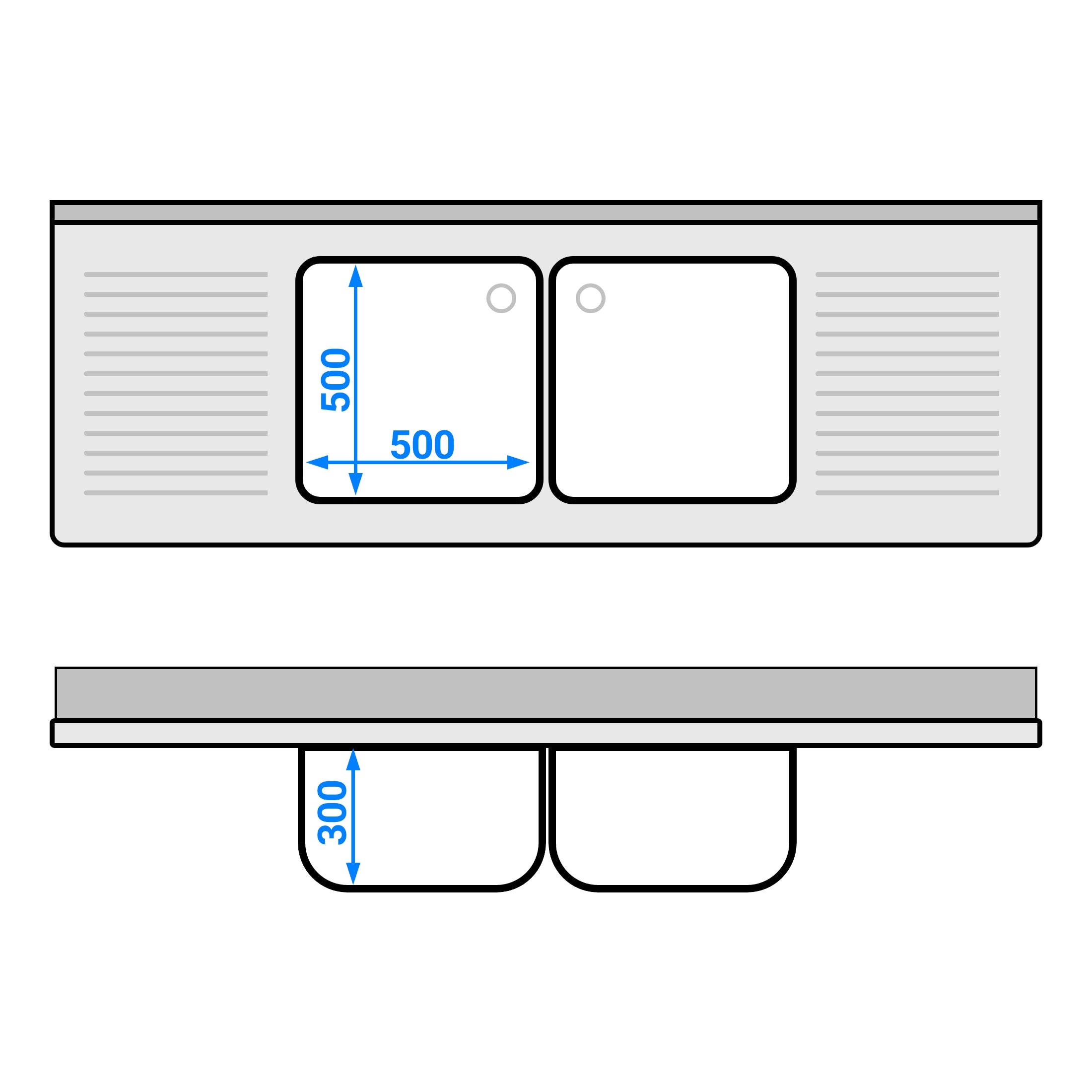 Skylle Arbejdsskab 2,0m - 2 kar i midten L 50 x B 50 x D 30 cm