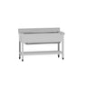 Stålbord med vasker til gryder med underhylde ECO - 1,2 m - 1 vask L 95 x B 50 x D 35 cm