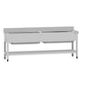 Stålbord med vasker til gryder med underhylde ECO - 2,0 m - 2 vaske L 90 x B 50 x D 35 cm