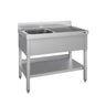 Stålbord med vask til gryder ECO - 1,0m - 1 vask til venstre L 40 x B 40 x D 25 cm