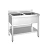 PREMIUM vaskeskab - 1000x700 mm - med bund og 2 håndvaske i midten