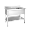 Vaskeborde med underhylde PREMIUM - 1,2m - 1 vask til højre L 50 x B 40 x D 25 cm