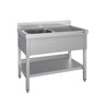 Stålbord med vask til gryder ECO - 1,2m - 1 vask til venstre L 50 x B 50 x D 30 cm