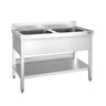 PREMIUM vaskeskab - 1200x700 mm - med bund og 2 håndvaske i midten