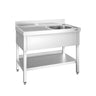 Vaskeborde med underhylde PREMIUM - 1,2m - 1 vask til højre L 50 x B 50 x D 30 cm