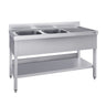 Stålbord med vask til gryder ECO - 1,4m - 2 vaske til venstre L 40 x B 40 x D 25 cm