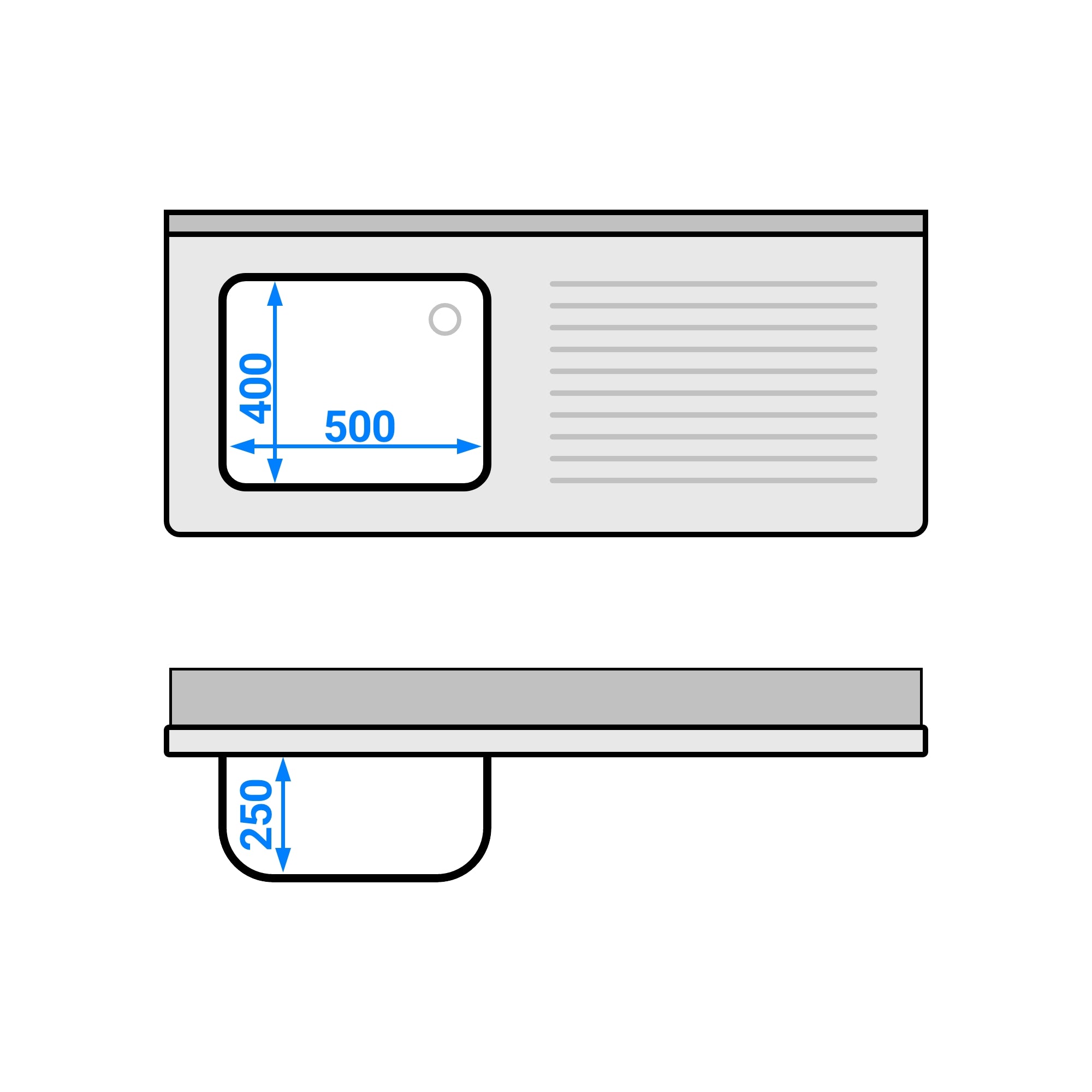 Vaskeborde med plads til opvaskemaskine 1,4m - 1 Vask til Venstre L 50 x B 40 x D 25 cm