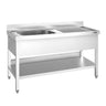 Vaskeborde med underhylde PREMIUM - 1,4 m - 1 vask til venstre L 60 x B 50 x D 30 cm