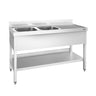 Vaskeborde med underhylde PREMIUM - 1,4m - 2 vaske til venstre L 40 x B 50 x D 25 cm