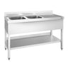 Vaskeborde med underhylde PREMIUM - 1,6m - 2 vaske til venstre L 40 x B 40 x D 25 cm