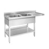 Forskyllebord 1,6m - 2 Vaske til Venstre L 40 x B 40 x D 25 cm