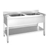 PREMIUM vaskeskab - 1600x700 mm - med bund og 2 håndvaske i midten