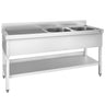Vaskeborde med underhylde PREMIUM - 1,8 m - 2 vaske til højre L 50 x B 50 x D 30 cm