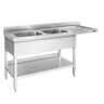 Forskyllebord 1,8m - 2 Vaske til Venstre L 50 x B 50 x D 30 cm