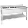Vaskeborde med underhylde PREMIUM - 2,0 m - 2 vaske til venstre L 50 x B 40 x D 25 cm