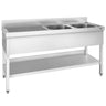 Vaskeborde med underhylde PREMIUM - 2,0 m - 2 vaske til højre L 50 x B 40 x D 25 cm