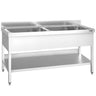 PREMIUM-opvaskebord – 2000 x 600 mm – med 2 vaske