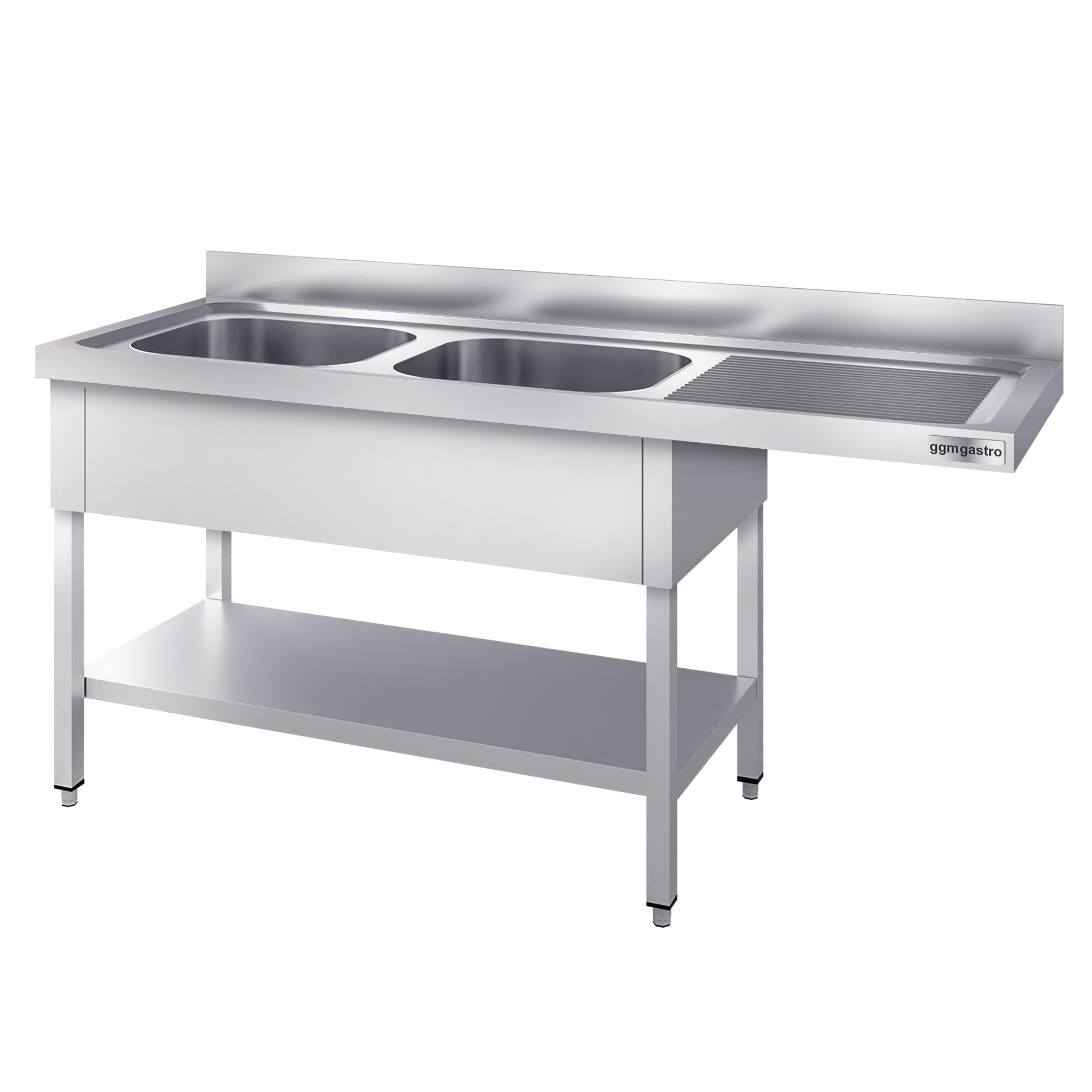 Vaskeborde med plads til opvaskemaskine 2,0m - 2 Vaske til Venstre L 60 x B 50 x D 30 cm