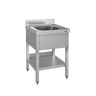 Stålbord med vask til gryder ECO - 0,6m - 1 vask - L 40 x B 40 x D 25 cm