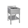 Stålbord med vask til gryder ECO - 0,6m - 1 vask - L 40 x B 40 x D 25 cm