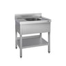 Stålbord med vask til gryder ECO - 0,8m - 1 vask - L 50 x B 50 x D 30 cm