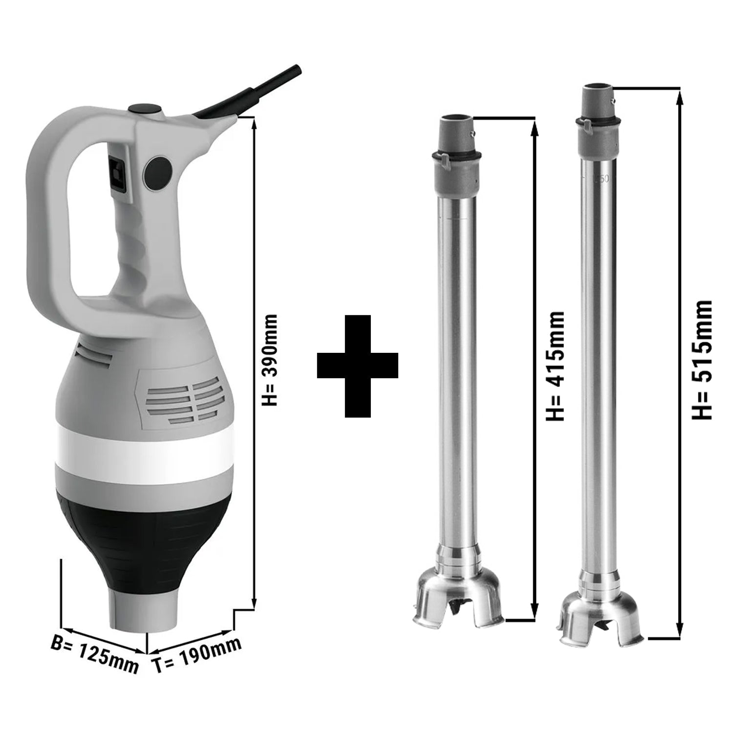 Stavblender - 750 Watt - op til 300 liter - inkl. blenderstang - 350 & 450 mm