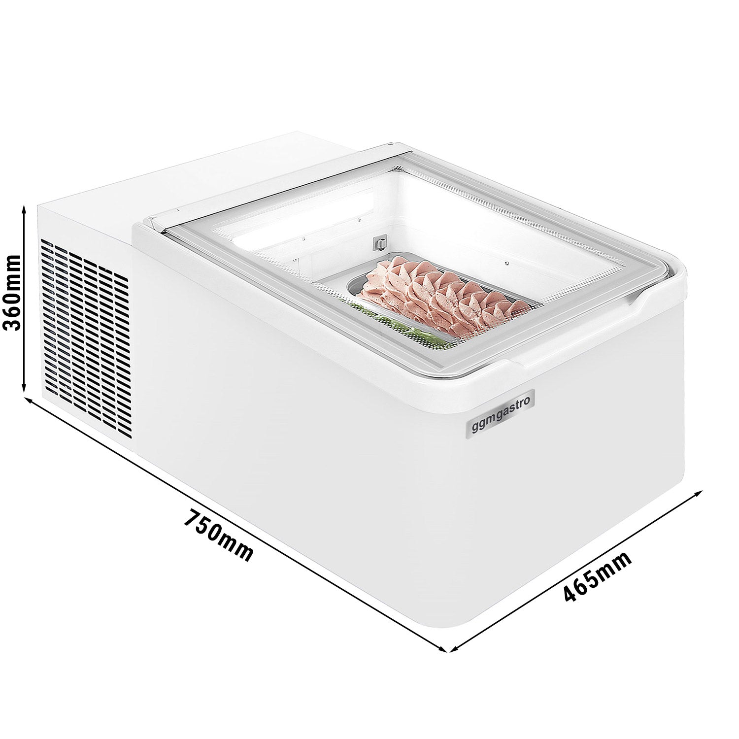 Borddisplay til is - 465 x 750 mm - Hvid