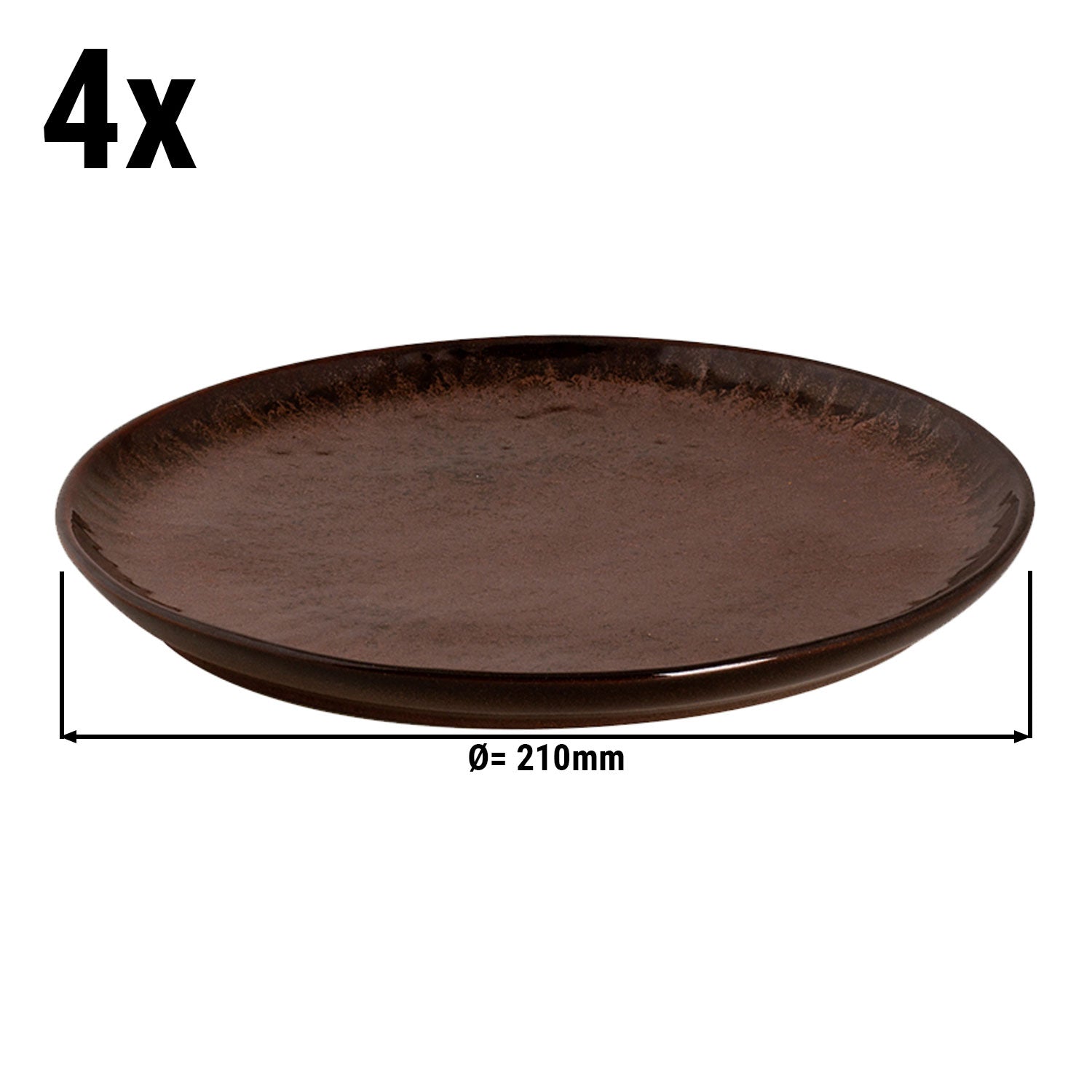 (6 stk.) BAMA COPPER - Flad Tallerken - Ø 21 cm - Kobber