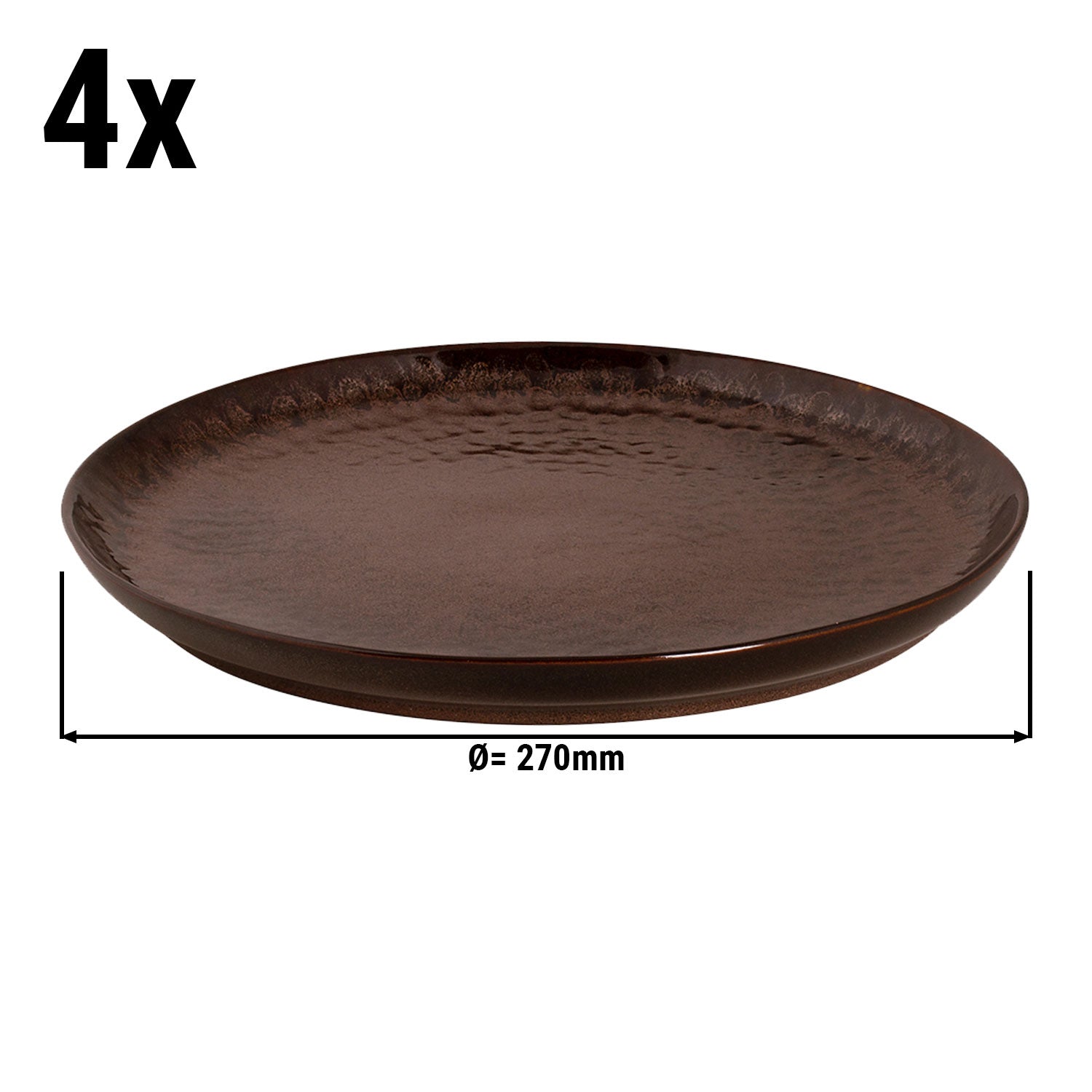 (6 stk.) BAMA COPPER - Flad Tallerken - Ø 27 cm - Kobber