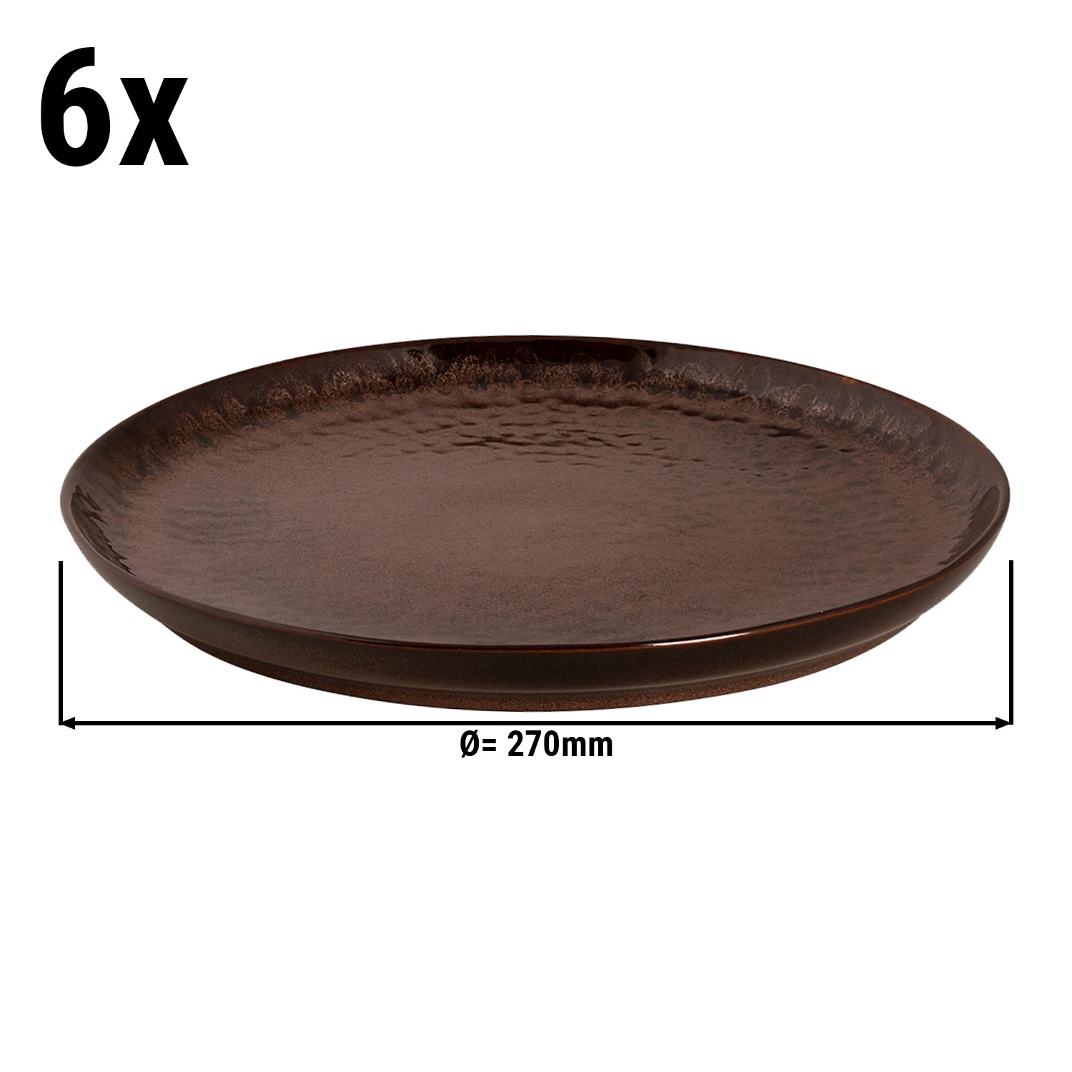 (6 stk.) BAMA COPPER - Flad Tallerken - Ø 27 cm - Kobber