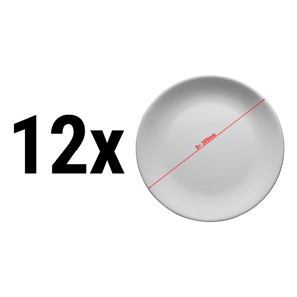 (12 stk.) ENTity - flad tallerken - pizzatallerken - Ø 30 cm