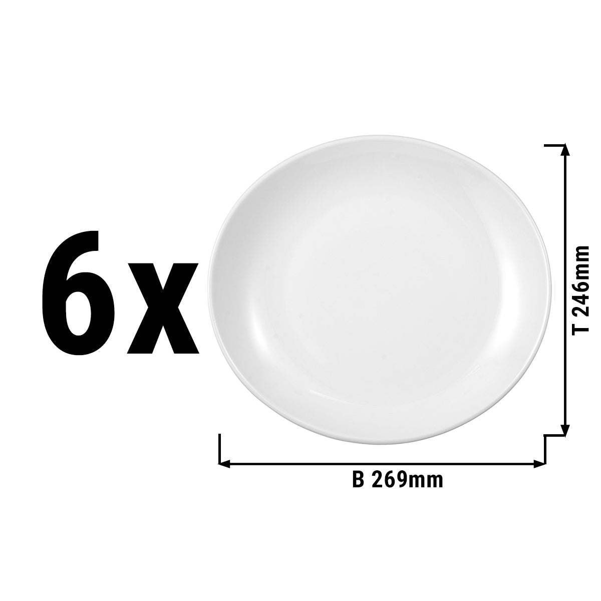 (6 stk) Seltmann Weiden - Tallerken flad oval - 269 x 246 mm