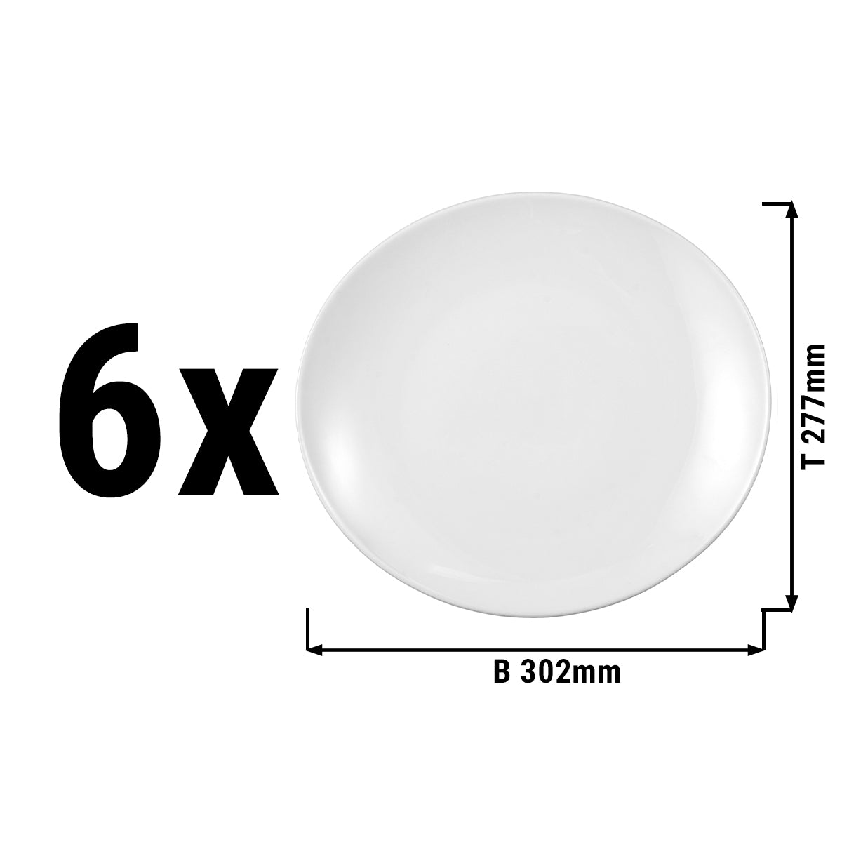 (6 stk) Seltmann Weiden - Tallerken flad oval - 302 x 277 mm