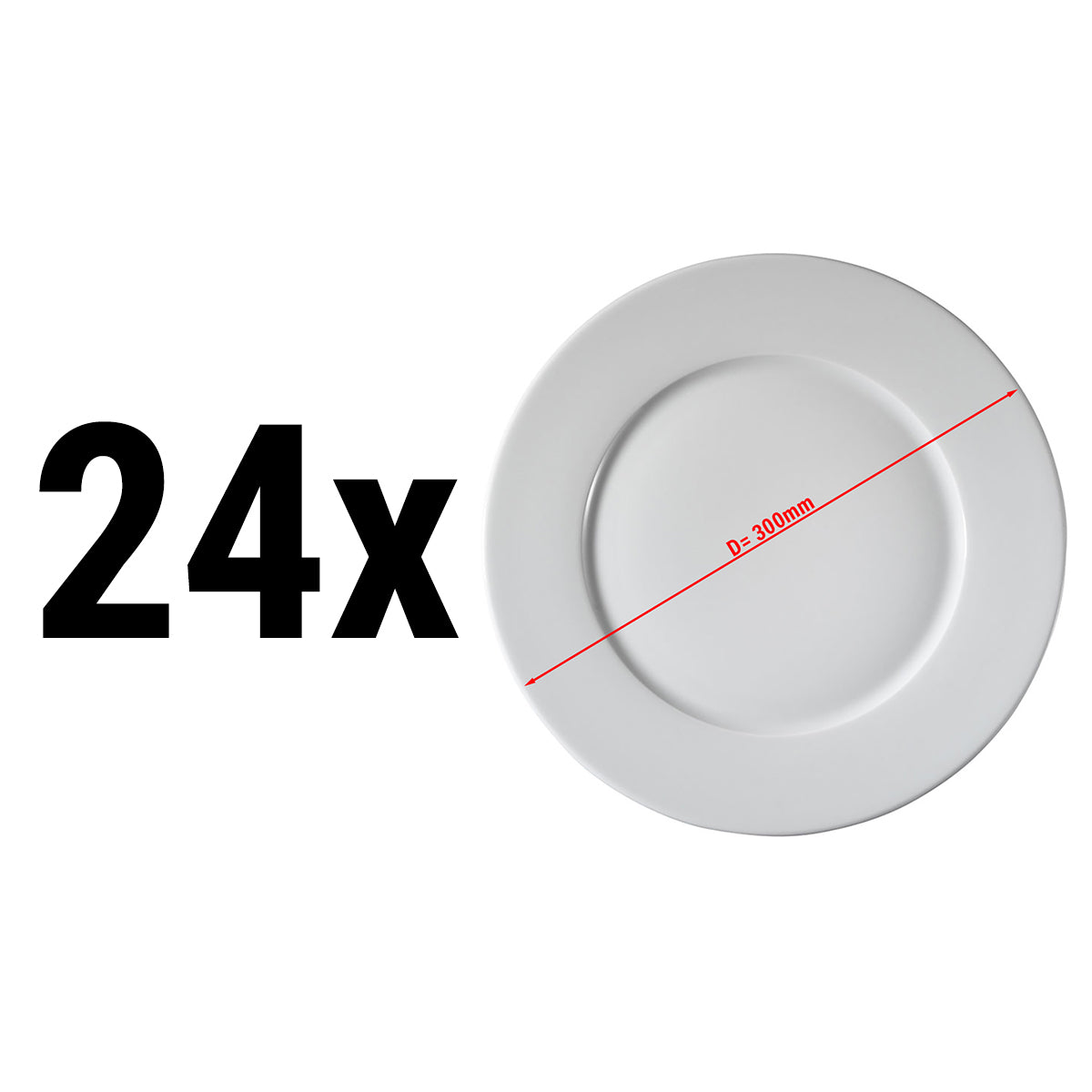 (24 stk) PERA Hvid - flad tallerken - pizza tallerken - Ø 30 cm