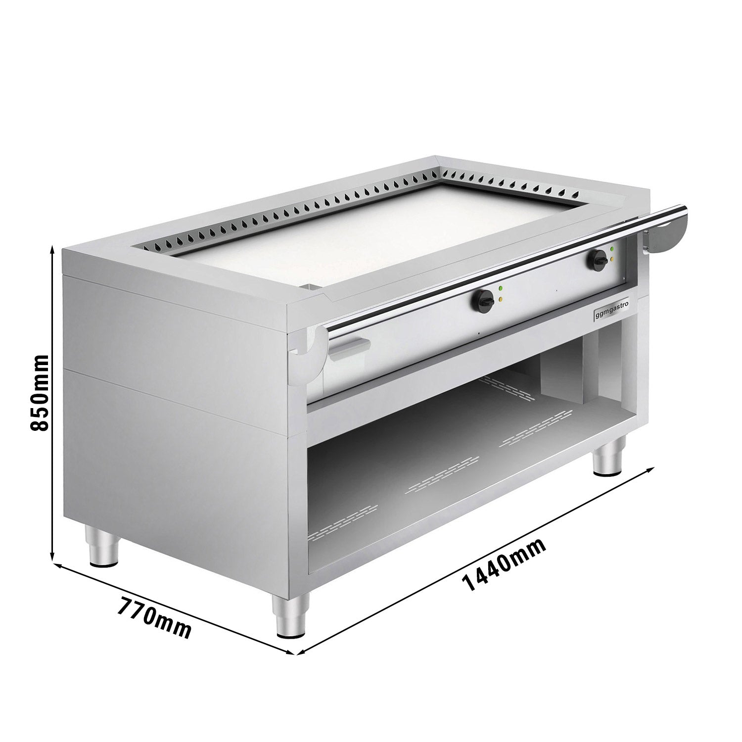 Gas Teppanyaki-grill - 8,5 kW - Glat grillplade - Fronttilberedning