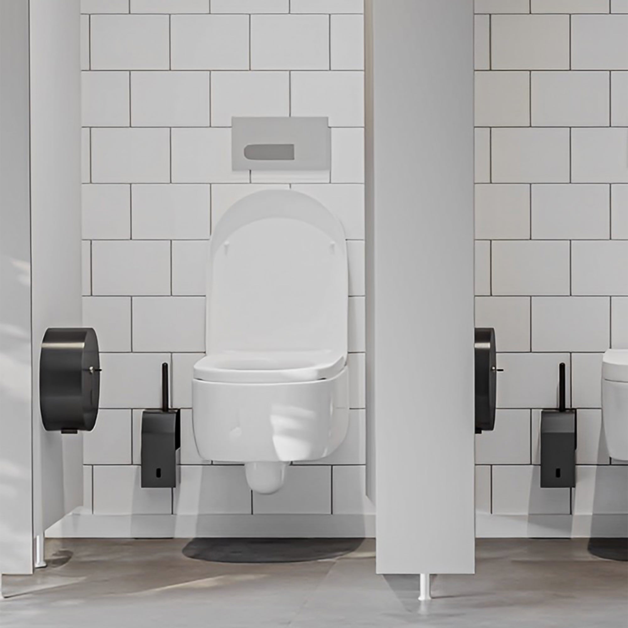 Toiletpapirdispenser til store ruller - rustfrit stål - sort