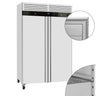 Fryseskab i rustfrit stål ECO - 770 liter netto - ned til −22 °C - med 2 døre - automatisk afrimning & låsbart & hjul